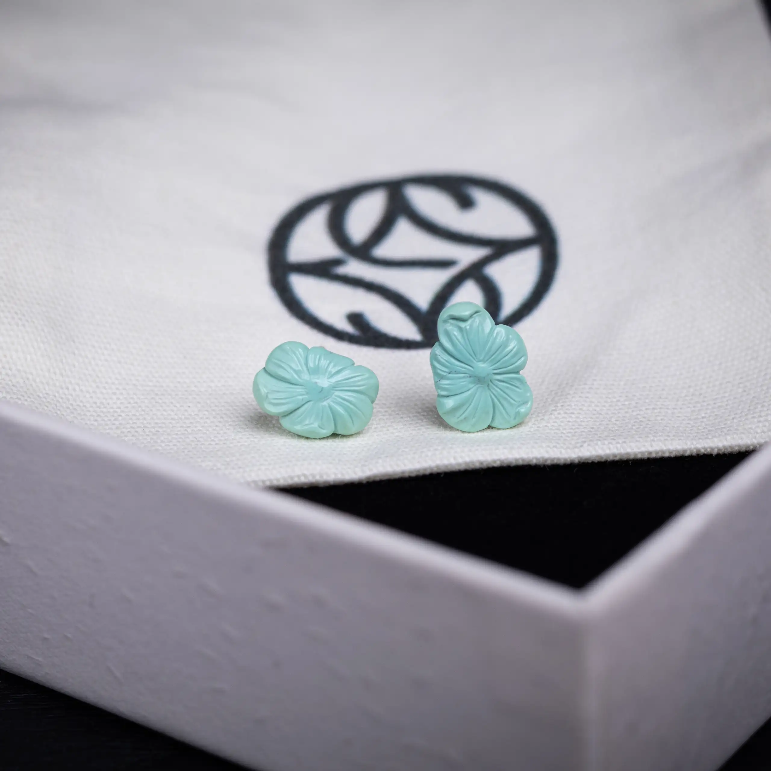 Natural Turquoise Flower Stud Earrings
