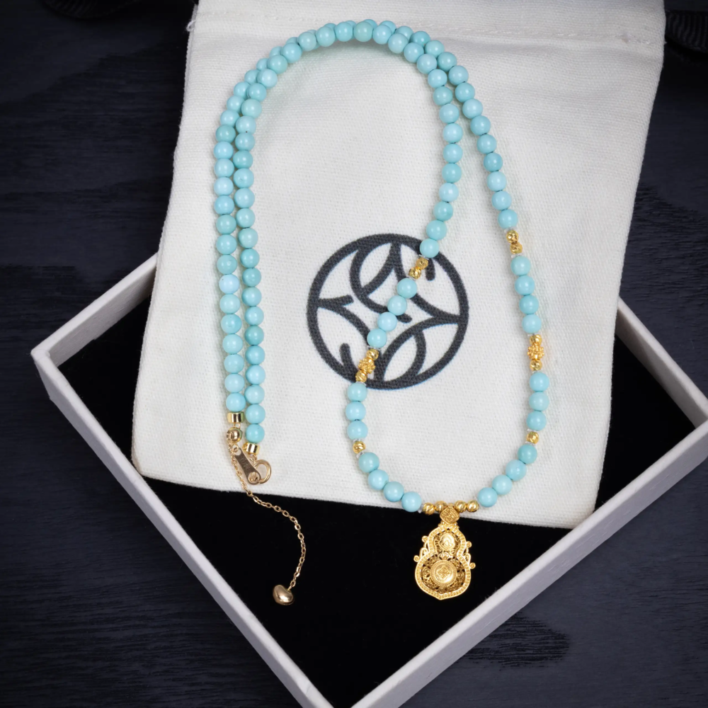 Natural Turquoise Seed Bead Necklace 3.8mm