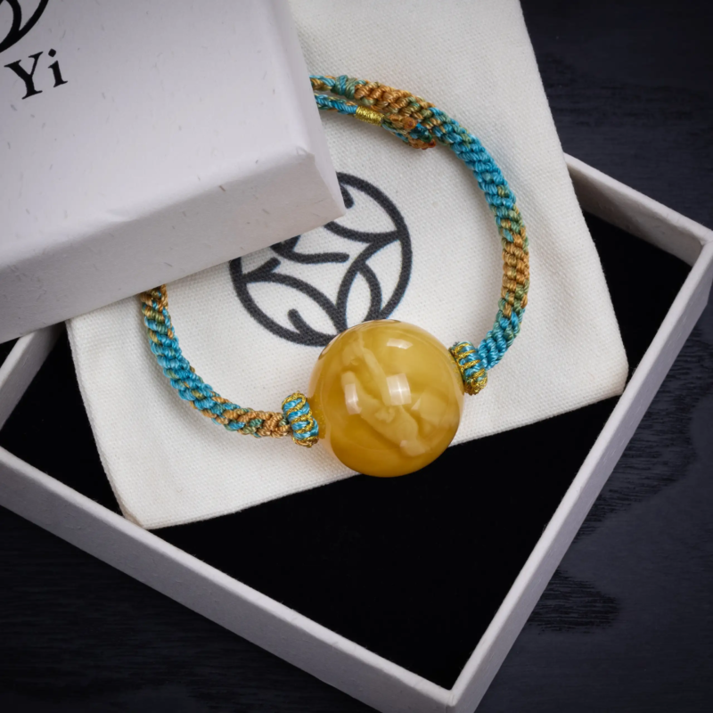natural amber round bead bracelet 25.3mm