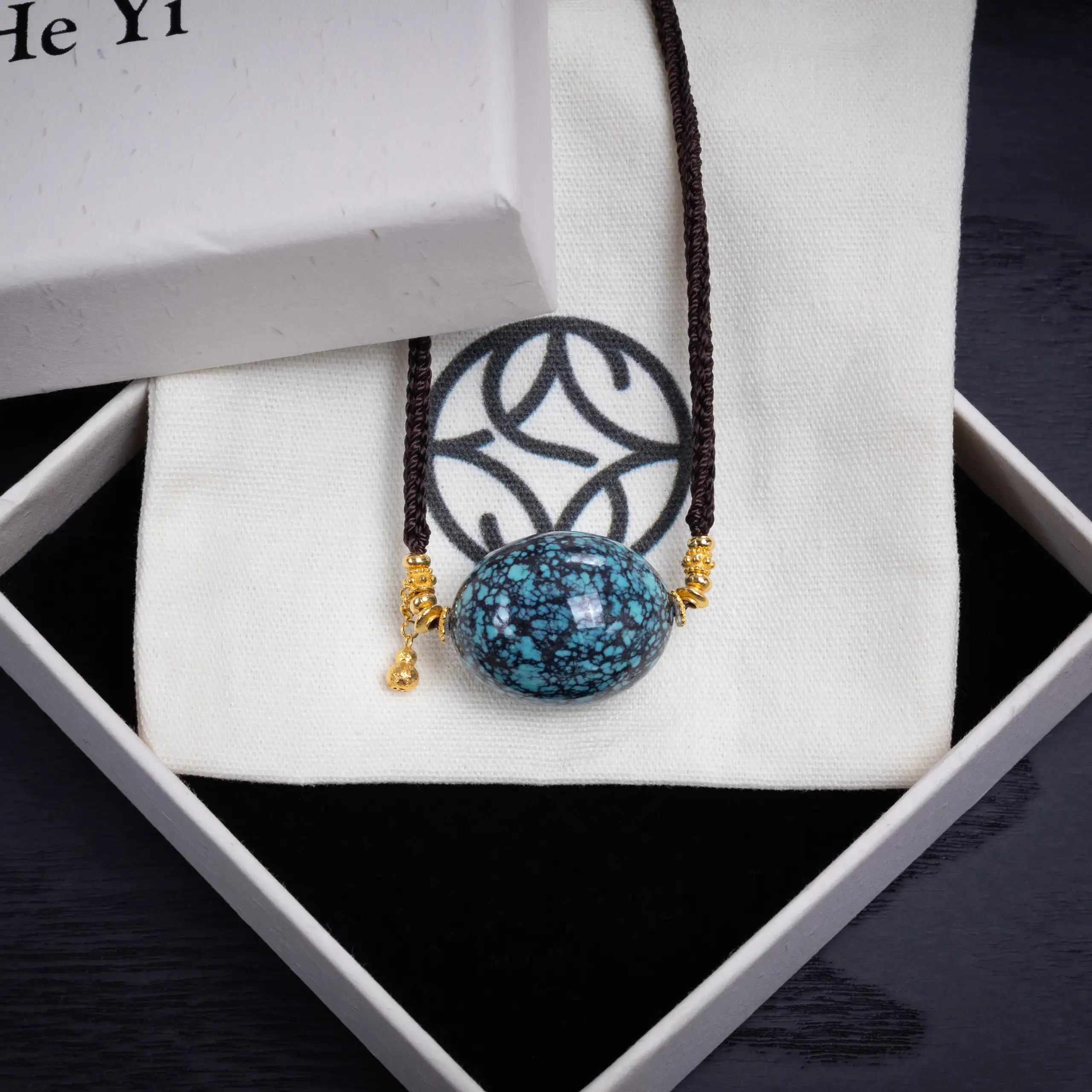 Natural Spiderweb Turquoise Pendant Necklace