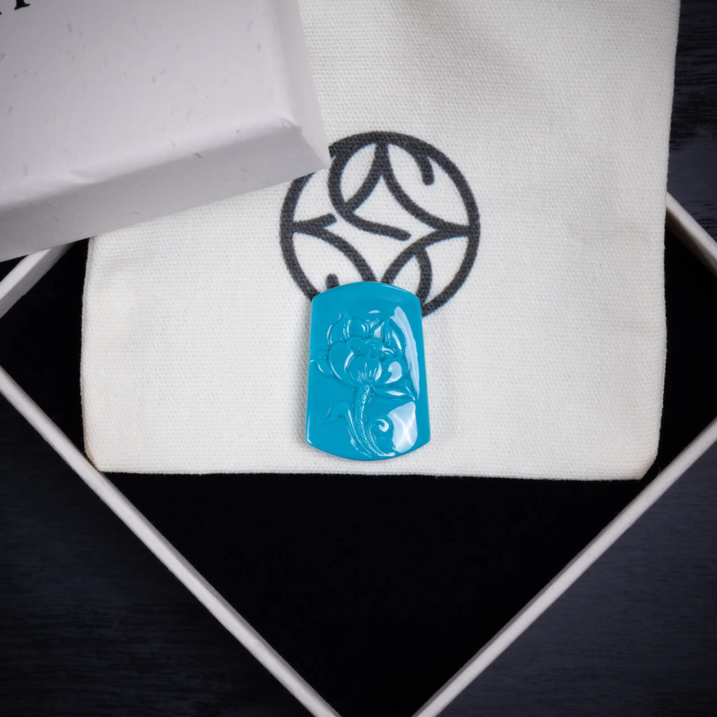 natural high porcelain turquoise carved pendant