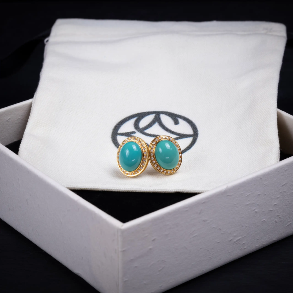 natural high porcelain turquoise stud earrings